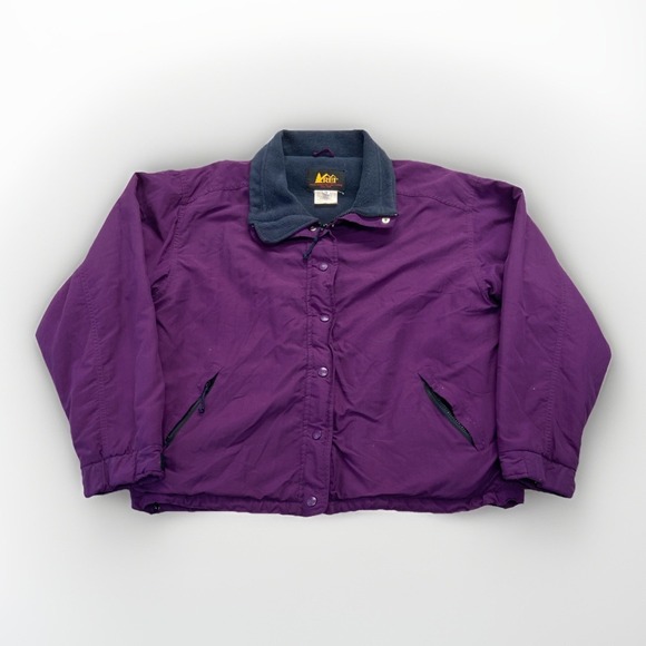 REI Jackets & Blazers - Vintage REI Bomber Jacket Womens L Purple Fleece Lined 90s Gorpcore